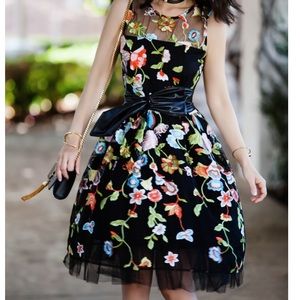 New York & Company black embroidered dress.